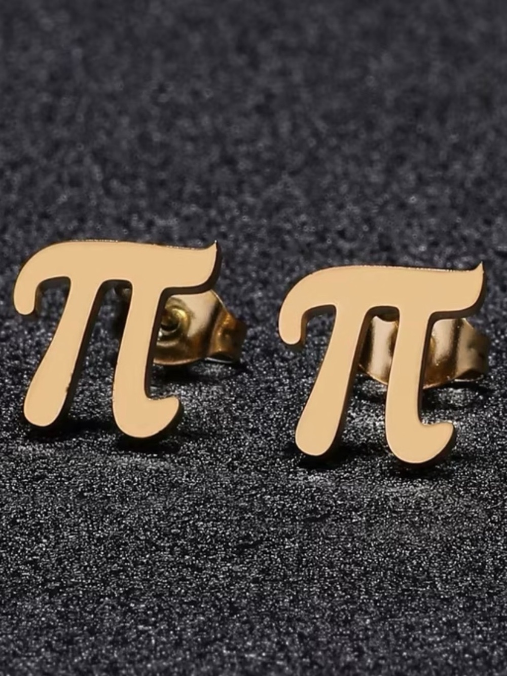 Hypoallergenic Tarnish Free Pi Symbol Earrings, Gold plated Stainless Steel New‎